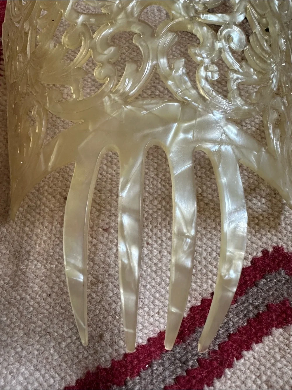 Antique Spanish Mantilla Comb Faux Mother Of Pearl
